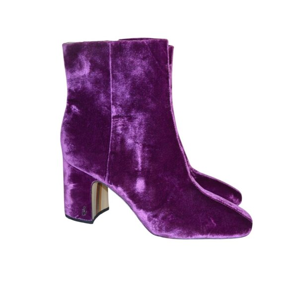 NWOT Sam Edelman Women Codie Orchid Purple Velvet Ankle Boots Size 8.5 Retro y2k - Picture 2 of 10